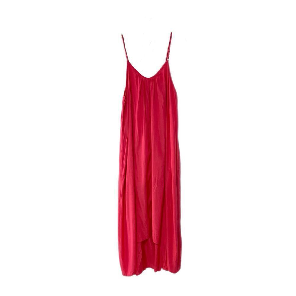 Sunset & Spring Coral Midi Maxi Dress L Sleeveless Breathable Flowy Resort